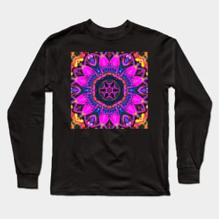 Psychedelic Kaleidoscope Puprle Flower Long Sleeve T-Shirt